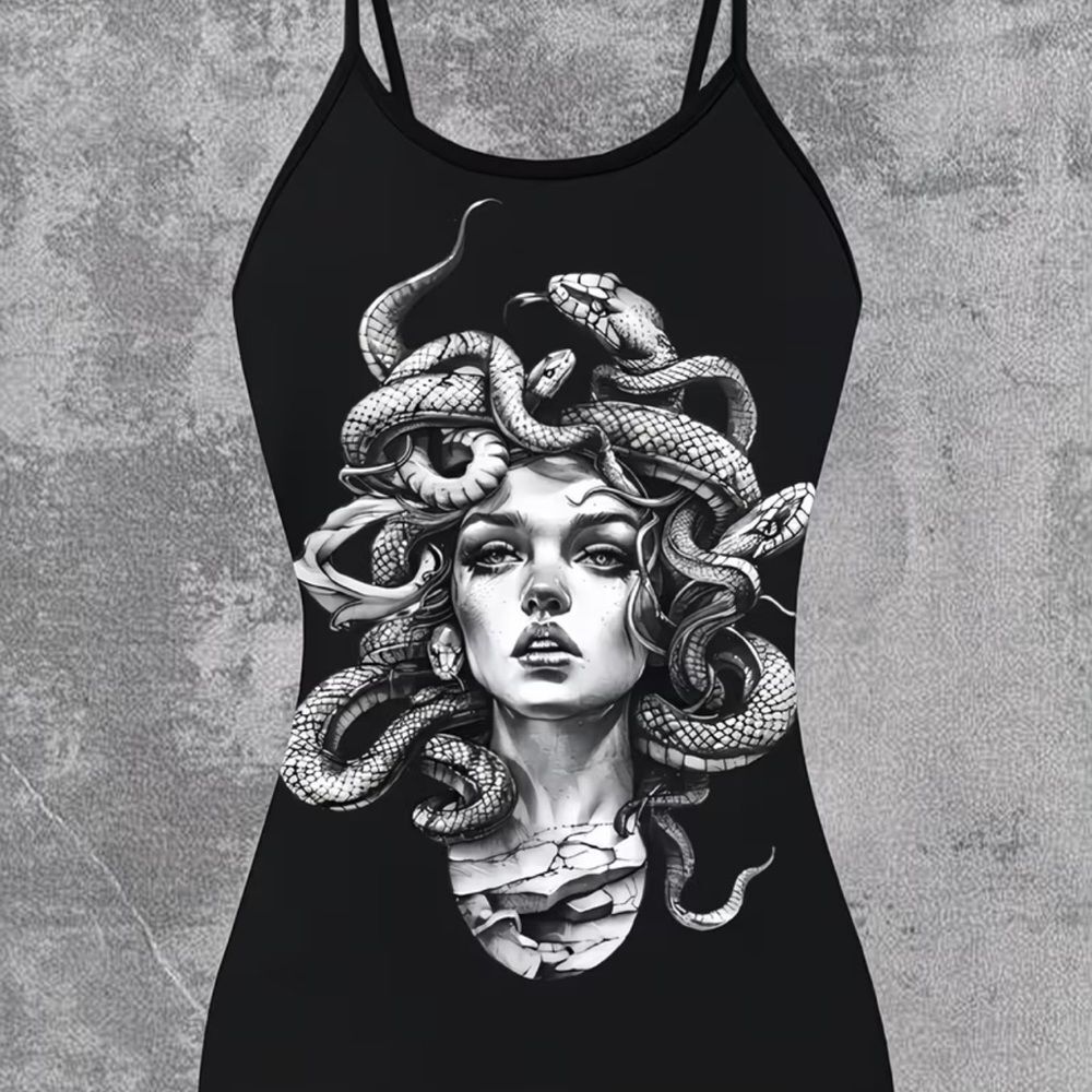 Black Graphic Women Top